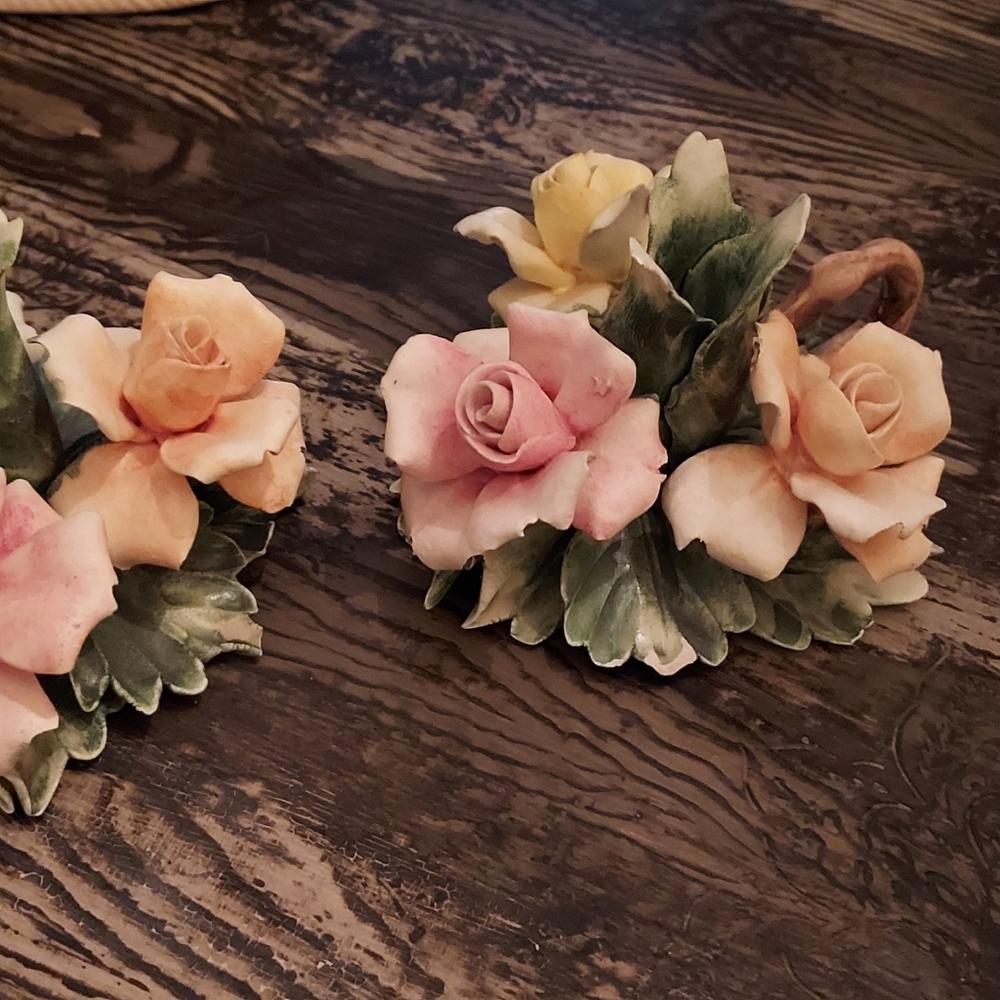 Capodimonte porcelain miniature candle holders